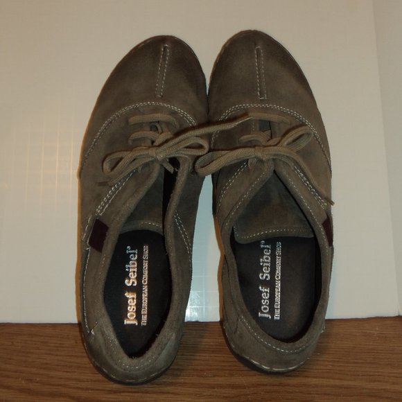 Josef Seibel Women's Size 42 (US 11) Shoes Loafers Suede Taupe Lace Up - Picture 8 of 12